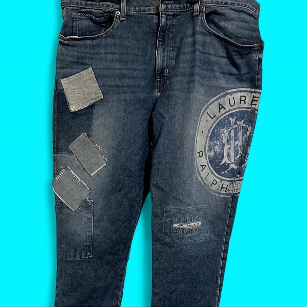 Ralph Lauren Men's Distressed Dark Blue Jeans
